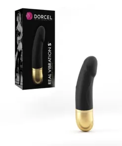 REAL VIBRATION S in silicone color nero oro Lunghezza 16 cm Diametro 3,4 cm