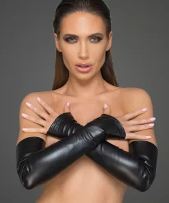 F213 Elastic eco leather fingerless gloves