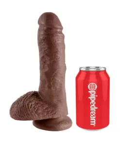 King Cock 8 inch Cock With Balls Brown
