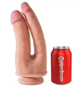 Fallo doppio ultrarealistico senza palle con ventosa KING COCK DOUBLE PENETRATOR 21 CM
