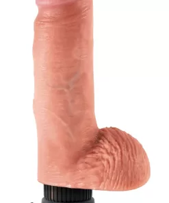 Vibratore realistico con testicoli e ventosa  - color pelle chiara - con scheletro flessibile 19 cm