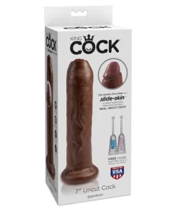 Fallo realistico in pvc King Cock Uncut 7 con pelle che scorre su glande 18 cm