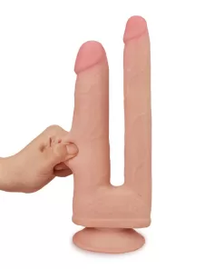 Fallo realistico doppio con ventosa 25 cm Skinlike Double Penetration Soft Cock