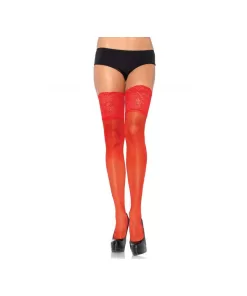Autoreggenti Rosse con Balza in Pizzo Alta Queen Size