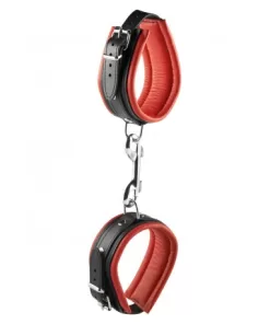Cavigliere in pelle rosso e nero 5 cm