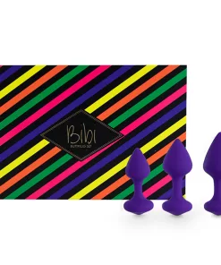 Set di 3 butt plug in silicone Bibi colore viola